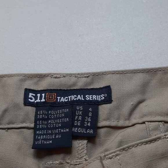 5.11 Tactical Taclite Pro Pants Womens 4 Khaki Ripstop Cargo Pockets Work Range - Picture 6 of 11